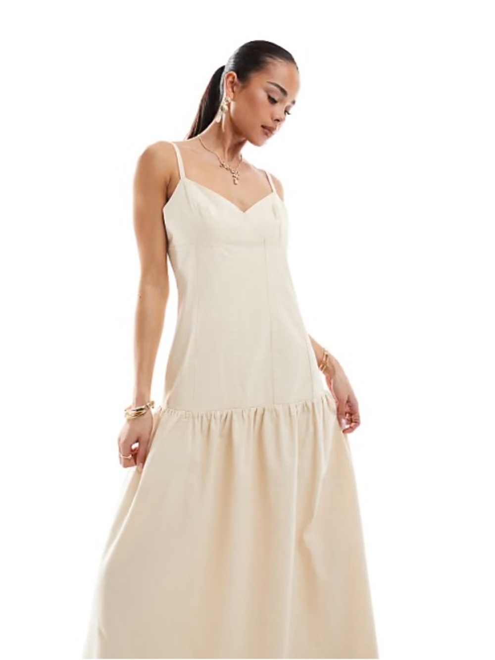 NWT 4th + Reckless Trisha Drop Waist Dress in Buttercream